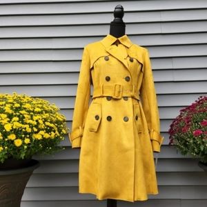 Faux-Suede Belted Trenchcoat - Mustard